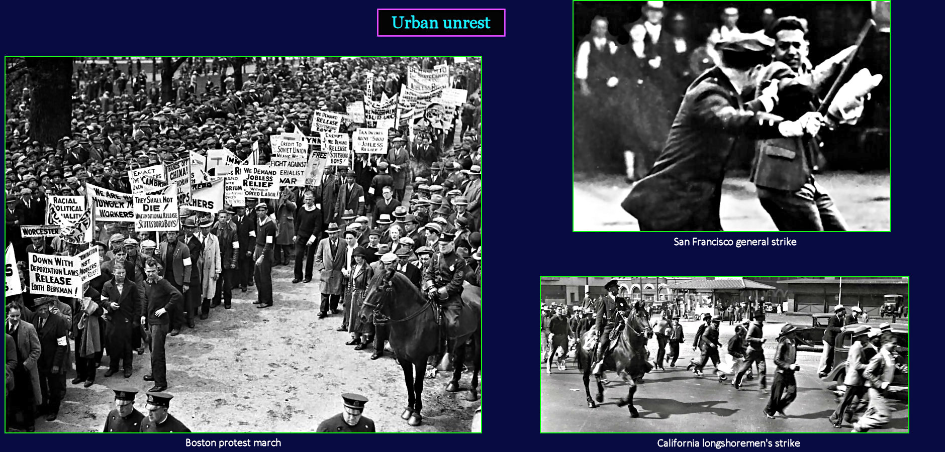 Strikes and urban unrest, 1930s